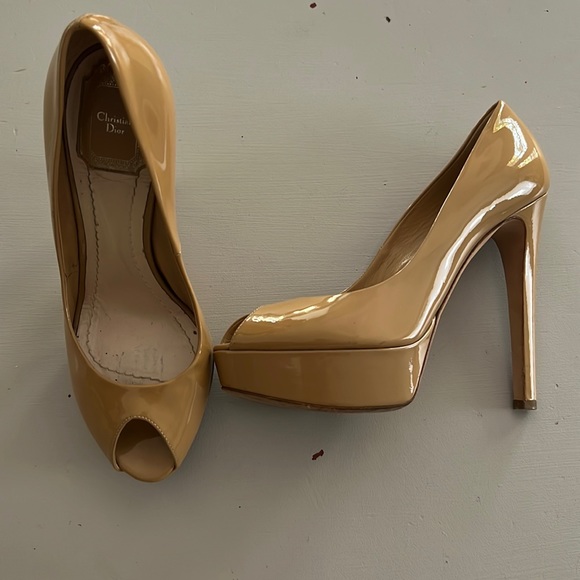 Dior Shoes - Christian Dior tan platform peep toe stiletto